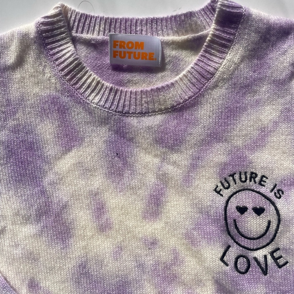FROM FUTURE 100% Cashmere “Future Is Love” Tie-Dye Sweater Graphic Knit - Picture 3 of 7